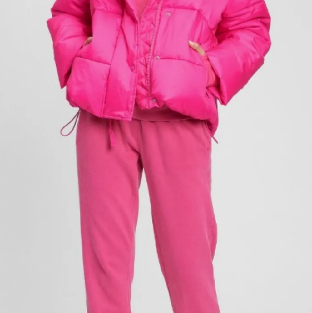 Barbiecore Gap Barbie Pink Recycled Eco-friendly Puffer NWT XXL - Picture 3 of 15